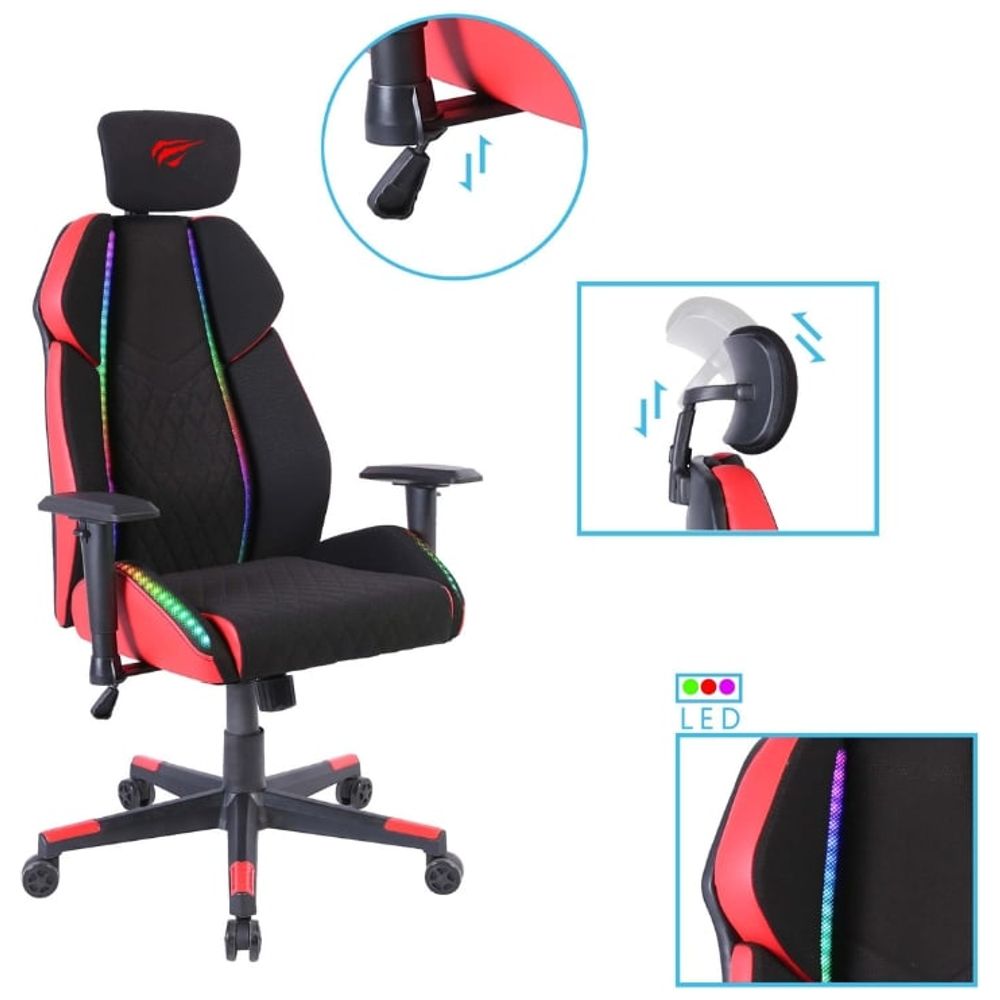 Havit Havit GC938 Gaming Chair - Adjustable armrests for personalized height - built-in LED lighting - Red – 334,000 IQD Iraq