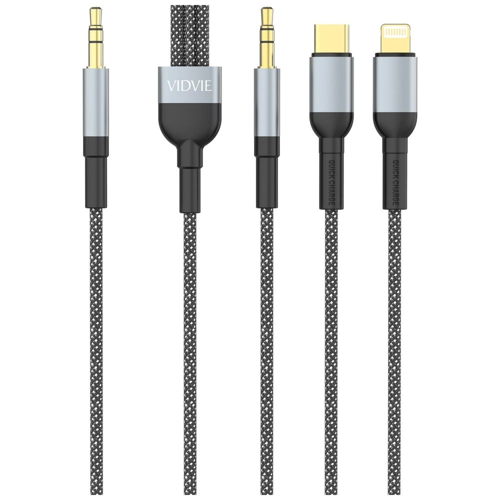 VIDVIE VIDVIE - 3-in-1 Braided Audio Cable – Tangle-Free, 1m, Clear Sound for Multiple Devices - Black 1m