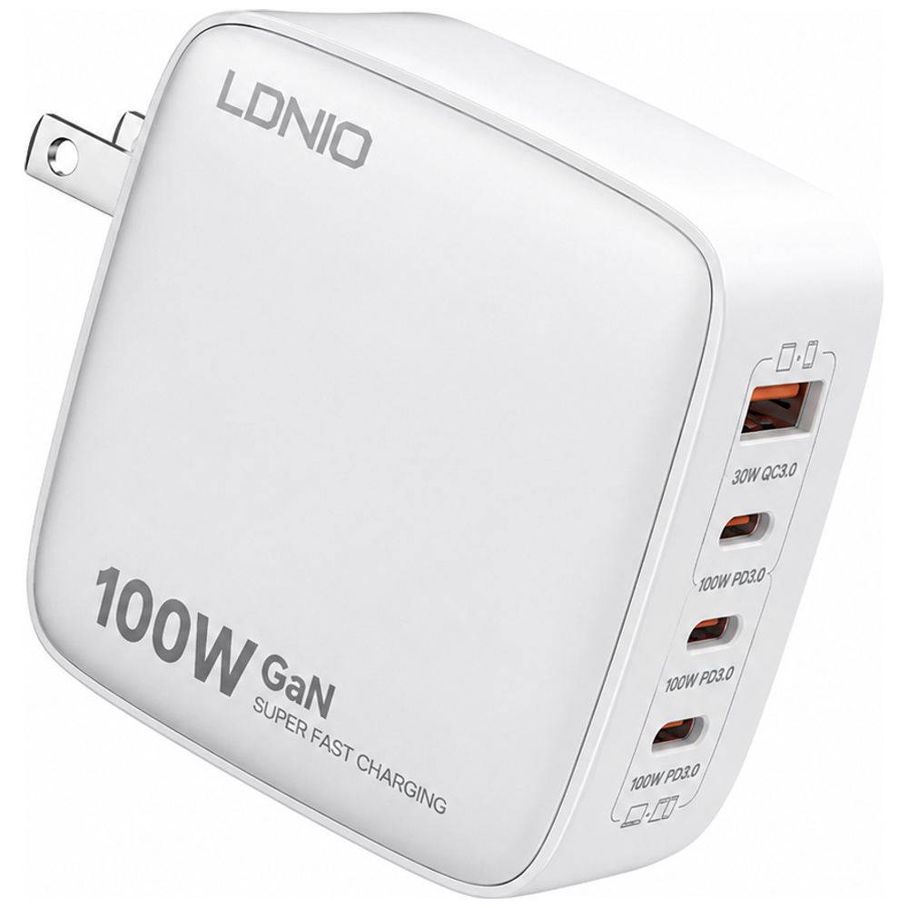 LDNIO Q408 Wall Charger - 100W - White 100W – 52,000 IQD Iraq