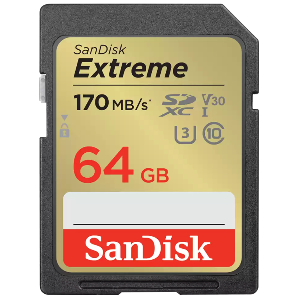 SanDisk SanDisk Memory Card - 64GB - Classification C10, U3, V30 - Supports 4K and UHD 64GB, C10, U3, V30