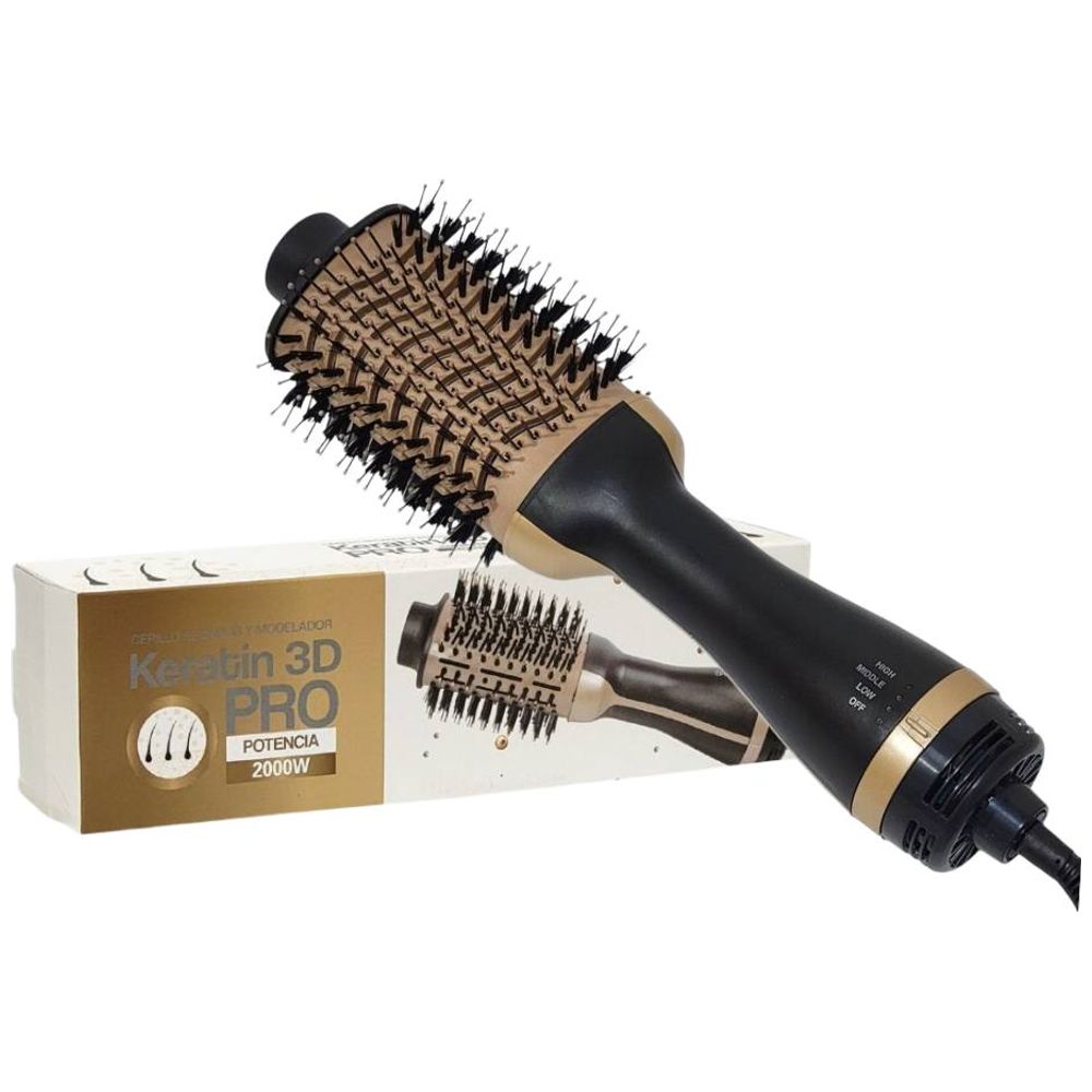 Gama 3D PRO Keratin Hairbrush - 2000W power - Black