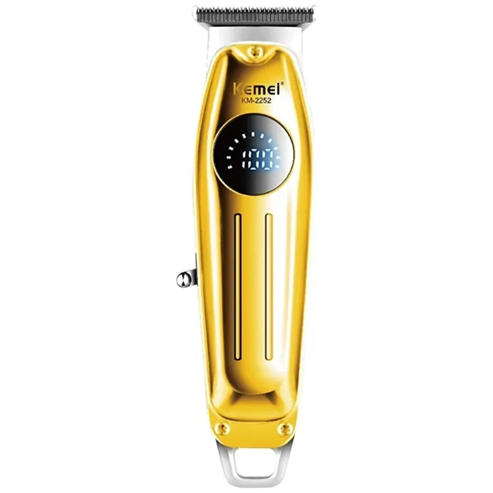 Kemei Self-Sharpening T-Blade Shaver - 1400mAh , LCD Display - USB - Gold