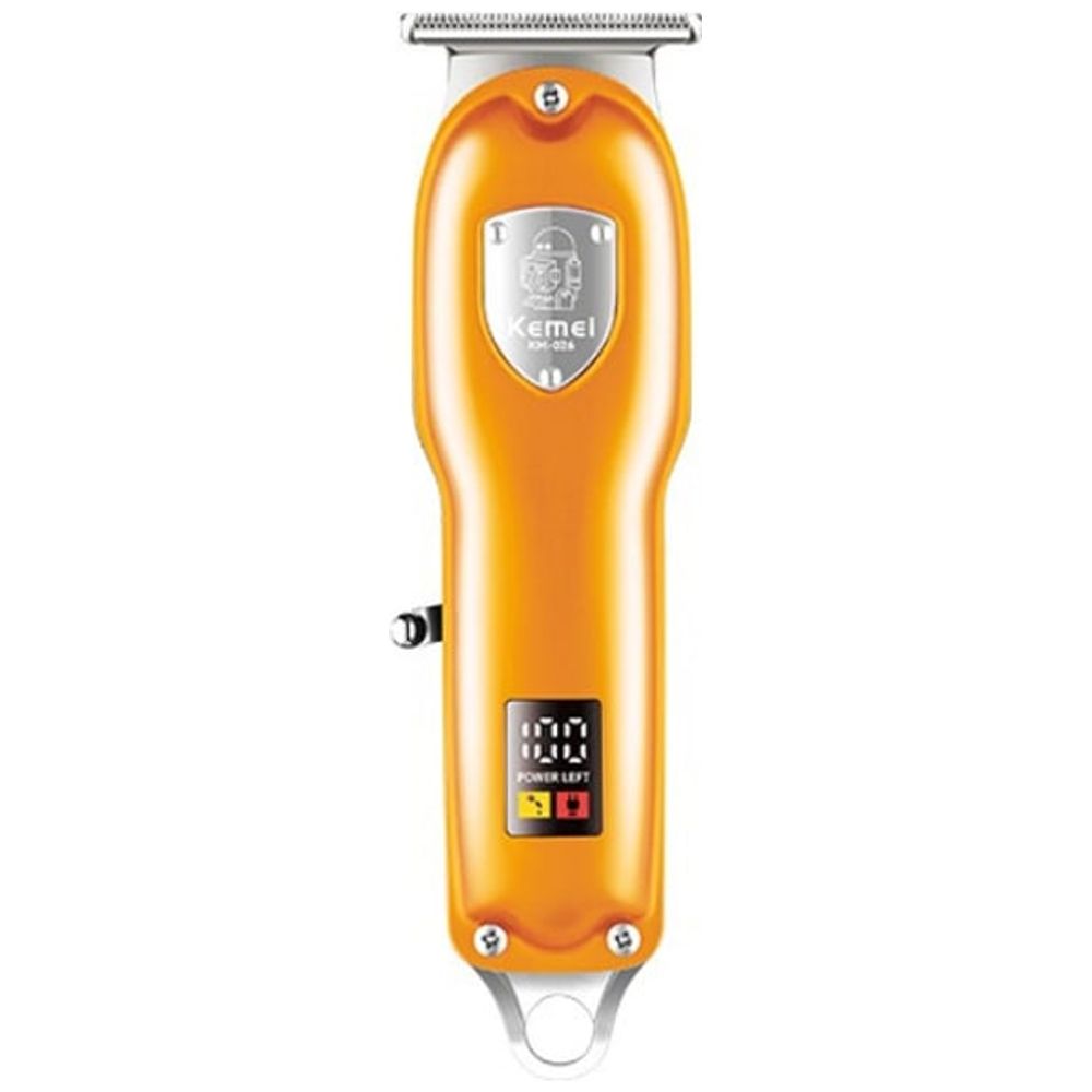 Kemei Professional USB Rechargeable Shaver - 600mAh , Self-Sharpening Blades, Up to 120 Minutes Runtime with LED Display - Orange