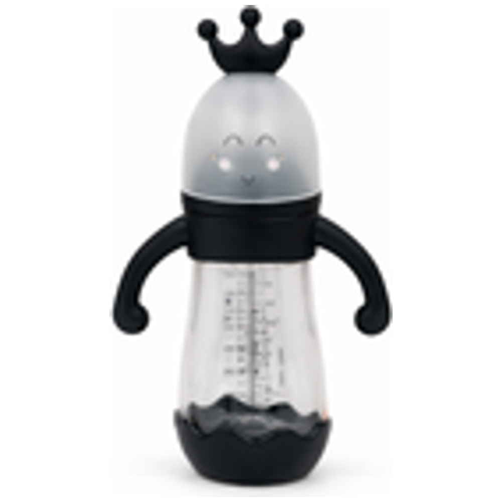 Bebe Mila BB-149 - Baby Feeding Glass Bottle Crown Design - 240 ml - Black