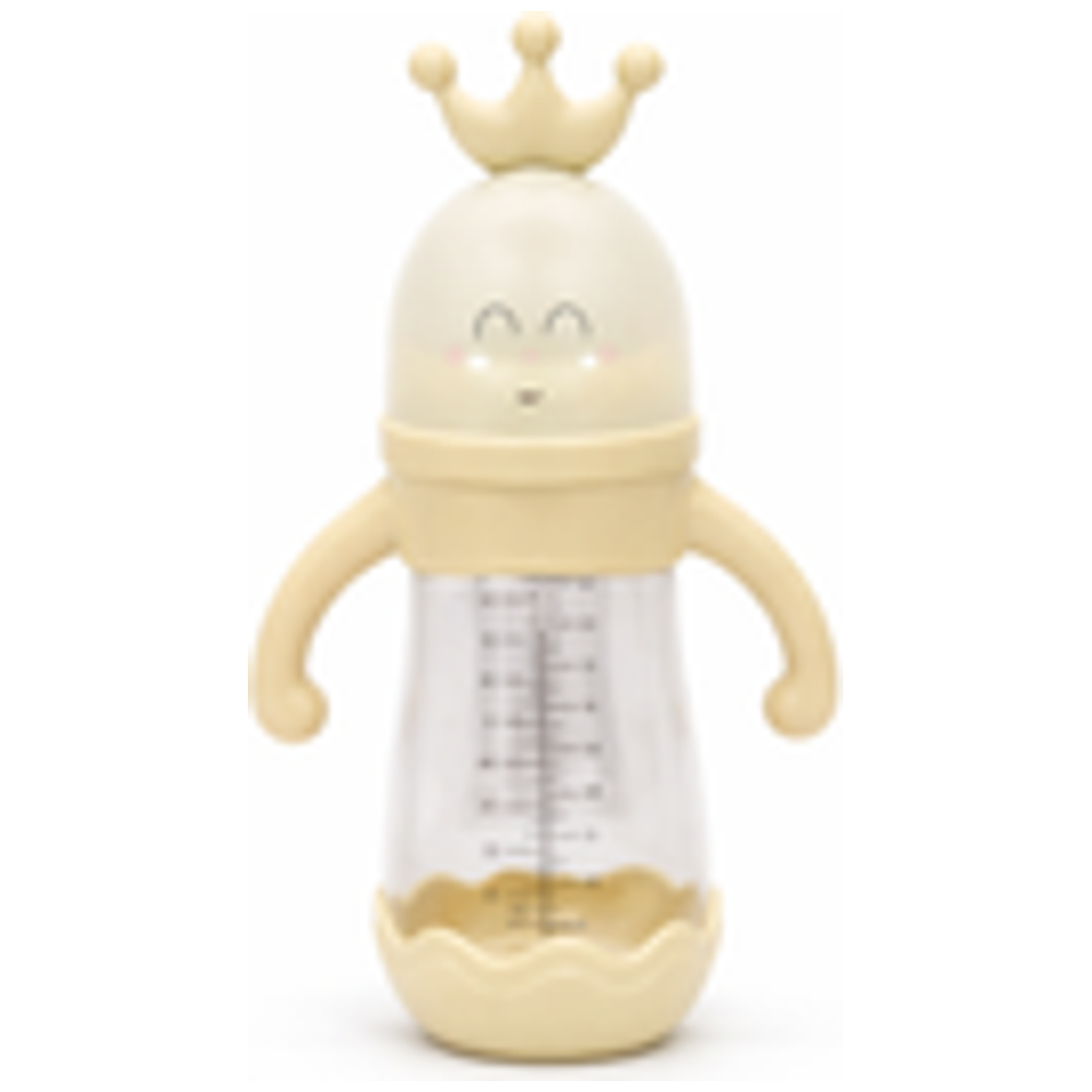 Bebe Mila BB-149 - Baby Feeding Glass Bottle Crown Design - 240 ml - Beige