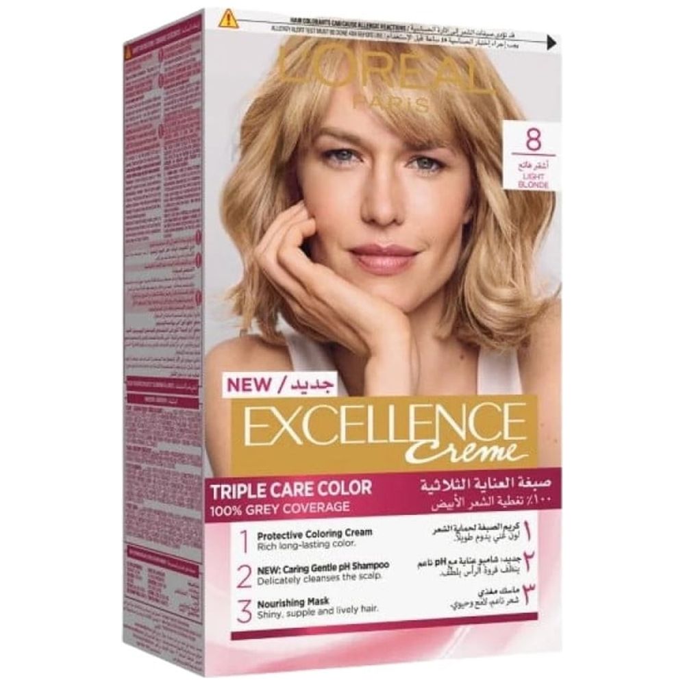 LOreal Paris Excellence Creme Triple Care Permanent Hair Color - 8 Light Blonde