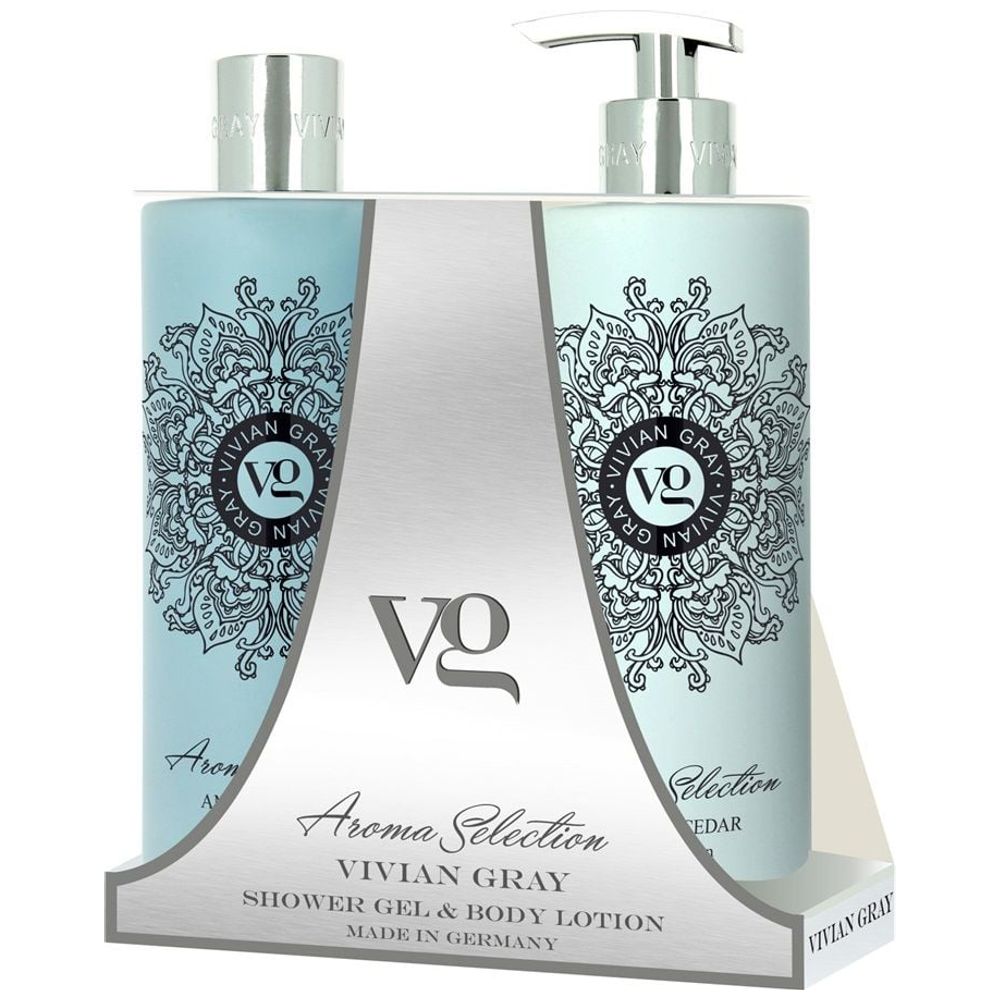 Shower Gel + Body Lotion Amber and Cedar 2 x 500 ml - VIVIANGRAY