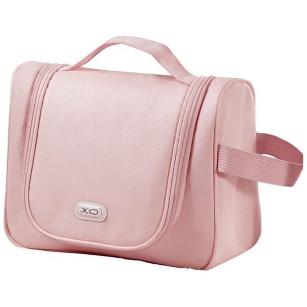 XO XO Large Makeup Bag - waterproof multi-compartment cosmetic organizer for travel and daily use, Pink