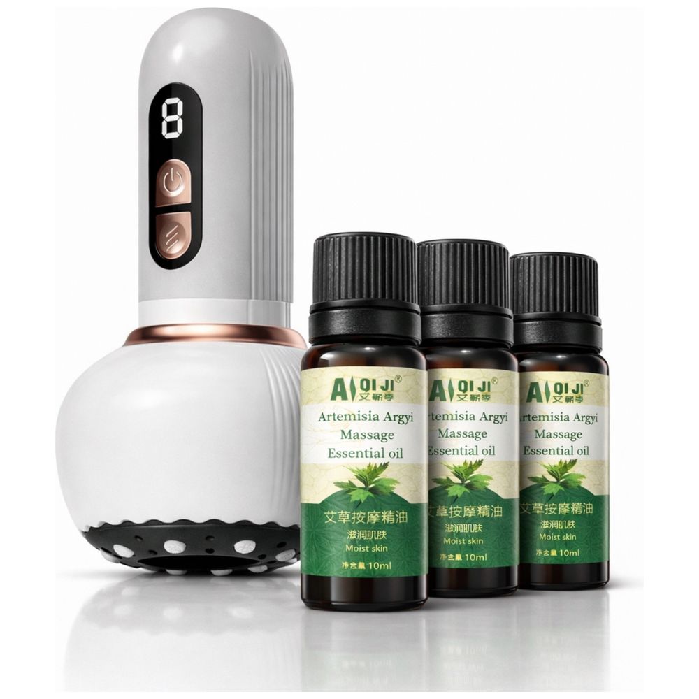 Syner Smart Cupping Device - provides heat massage and suction to relieve muscle tension and improve circulation, White