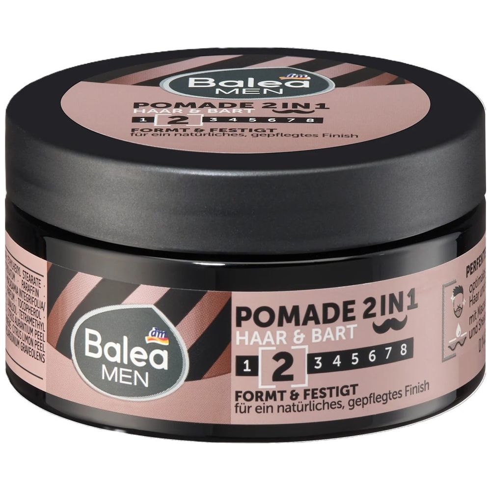 Balea Men 2-in-1 Hair & Beard Pomade - medium hold and nourishes hair and beard, 100 ml
