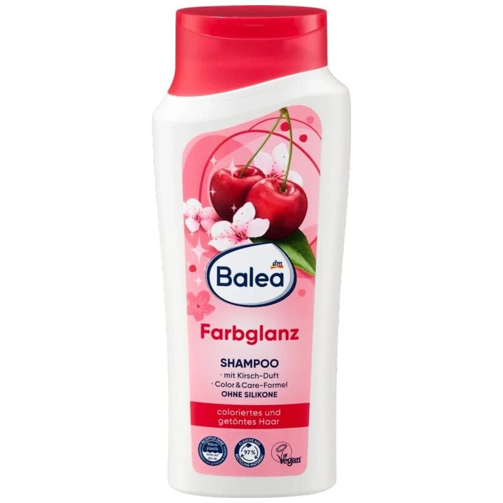 Balea Farbglanz Shampoo - Cleanses colored hair and helps maintain vibrant color with a cherry scent, 300 ml