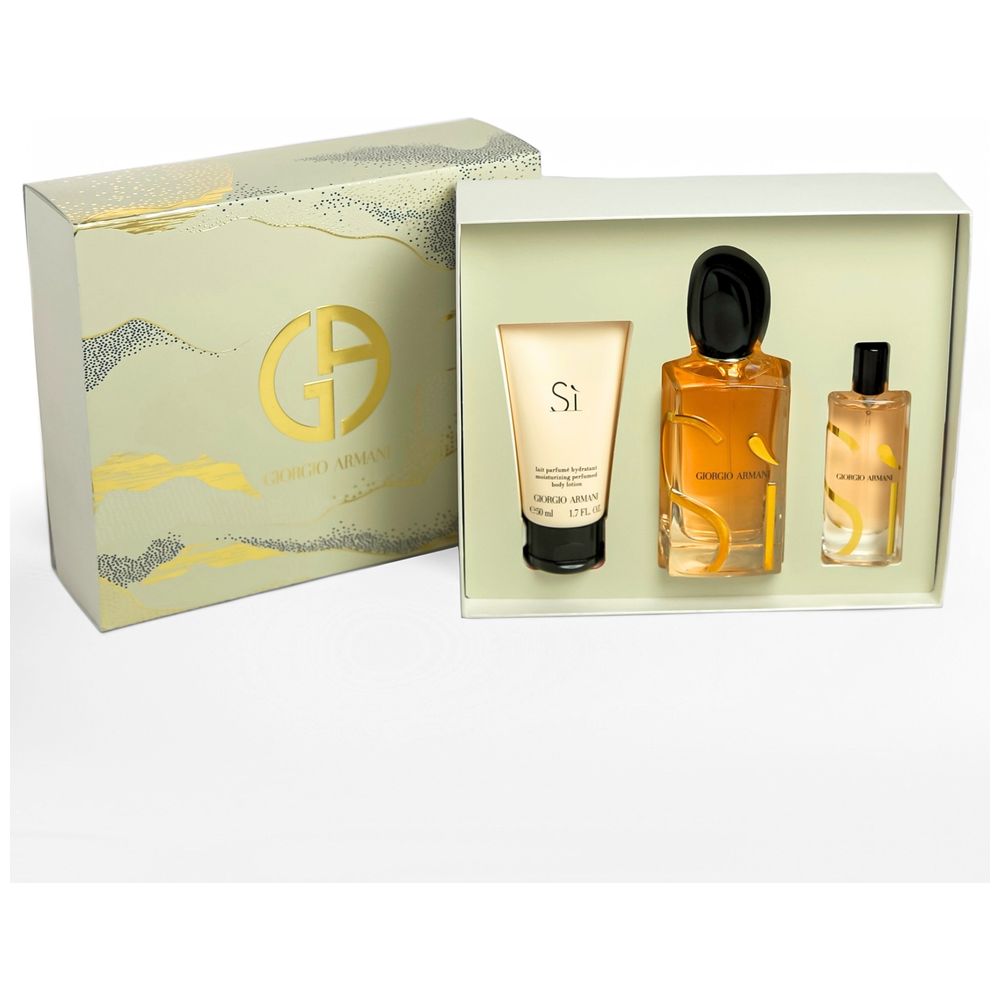 Giorgio Armani Si Perfume Set for Women with Body Lotion - Mini Perfume