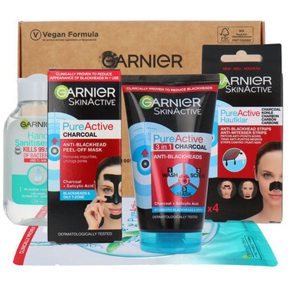 Garnier Pure Active Charcoal Blackhead Clearing Packages, 300ml