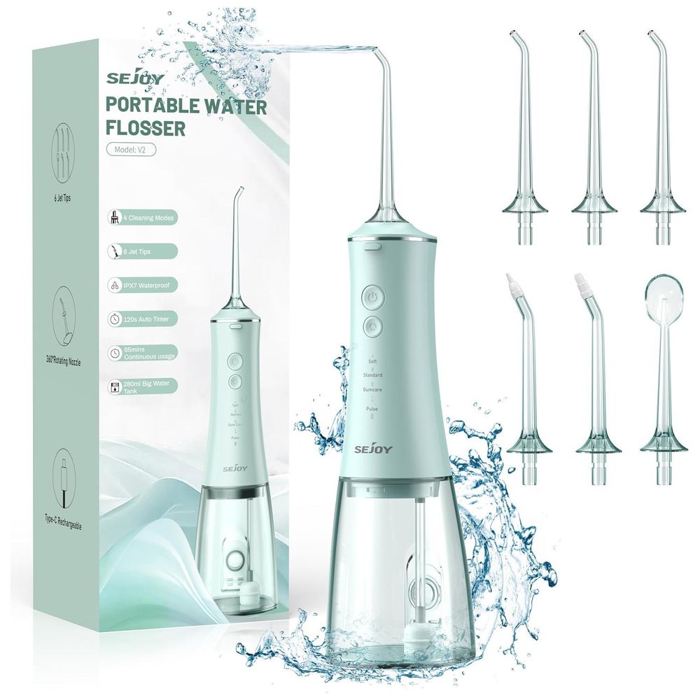 Sejoy V2 - Portable Cordless Water Flosser - 280ml - Light Green 280ml