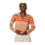 Trendyolmilla Women’s Crop Striped Polo Neck Knitwear Sweater - Beige