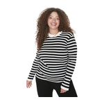 سويتر من ترينديول كيرف مع ياقة طاقم ونقوش مخططة - اسود