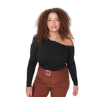 Trendyol Curve Asymmetrical Collar Slim Knit Blouse - Black