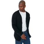 Trendyol Man Men's Oversize Wide Cut V-Neck Textured Cardigan - Navy