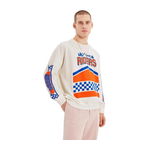 بلوزة بنقوش طويلة الأكمام مع قصة فضفاضة للرجال من ترينديول مان - بيجي فاتح