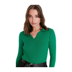 Trendyolmilla Polo Neck Knitwear Sweater - Green