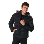 Trendyol Man Men's Regular Fit Fleece Windproof Inflatable Winter Coat - Black