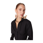 Trendyolmilla Crop Lined Corset Detailed Poplin Shirt - Black