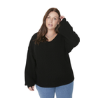 Trendyol Curve V-Neck Drop Shoulder Knit Sweater - Black