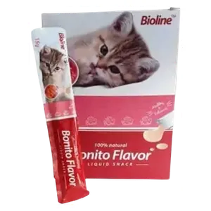  بيولاين وجبة خفيفة سائلة للقطط بنكهة البونيتو - 24 قطعة 