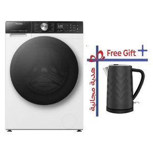 غسالة هايسنس فتحة امامية - 10.5 كغم - 1400 دورة بالدقيقة - WF5S1045BW - أبيض + غلاية هايسنس - سعة 1.7 لتر - فلتر قابل للإزالة - H17KBKS2 - أسود