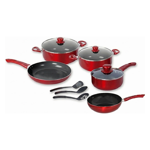  Blackstone 11pcs - Cookware Set - Eco Ceramic Non-Stick - 11 Pieces Professional - Red 