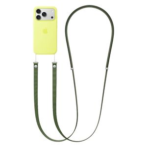Apple - Mobile  Silicone Cover For iPhone 17 Pro with MagSafe With Green Crossbody - Pure Back - Neon Yellow