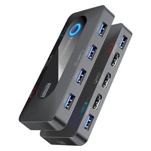 محول اج دي ام اي ثنائي 2×1 من بروميت - MediaSwitch-KVM - بدقة 4K - منافذ 4 - اسود