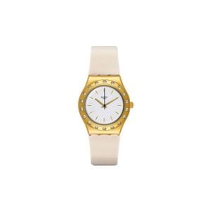  Swatch Watch YLG137 For Women - Analog Display, Leather Band - Gold 