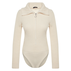 Trendyolmilla Women’s Zippered Snap Knitwear Body - Beige