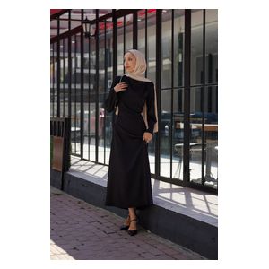  فستان ساتان بحزام - أسود / 42 