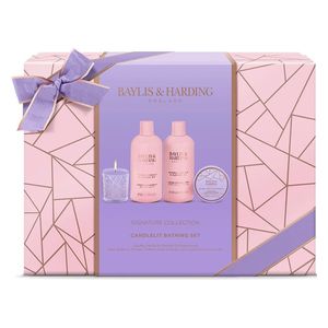  مجموعة هدايا الاستحمام الفاخرة بزيت الجوجوبا والفانيليا واللوز على ضوء الشموع 4 قطع 