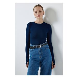 جسم بأكمام طويلة أساسية - أزرق Navy / S
