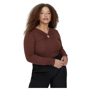 Trendyol Curve Knitted Blouse - Brown