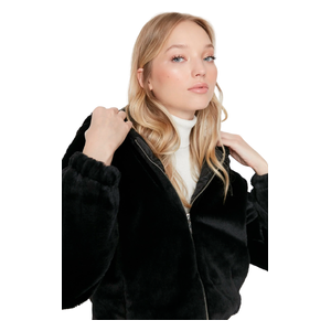 Trendyolmilla Oversize Hooded Plush Coat - Black