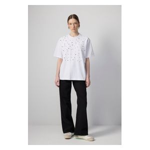 STONE EMBROIDERED T-SHIRT - White / S