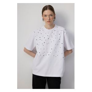 STONE EMBROIDERED T-SHIRT - White / L