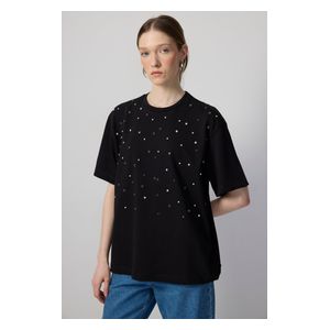 STONE EMBROIDERED T-SHIRT - Black / L