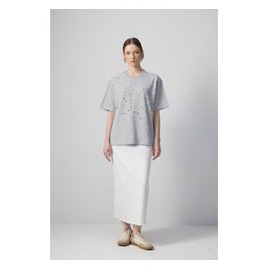 STONE EMBROIDERED T-SHIRT - Grey / M