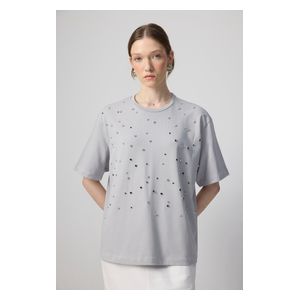 STONE EMBROIDERED T-SHIRT - Grey / L