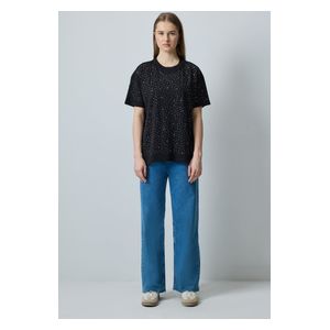 STONE DETAILED BASIC T-SHIRT - Black / L