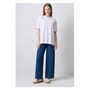 STONE WORK OVERSIZE T-SHIRT - White / S