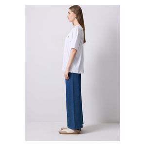 STONE WORK OVERSIZE T-SHIRT - White / L