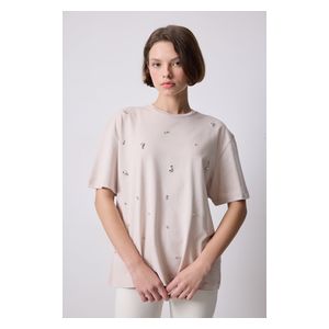 STONE WORK OVERSIZE T-SHIRT - Stone / S