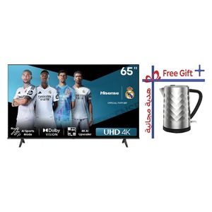 شاشة هايسنس 65-انج فئة A62QS - سمارت - 4K - LED - إصدار 2026 - 60 هيرتز + غلاية هايسنس - سعة 1.7 لتر - فلتر قابل للإزالة - H17KSSS2 - سلفر