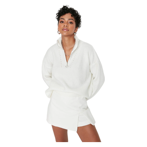 بلوزة نسائية مع سحاب ترينديول ميلا - ابيض